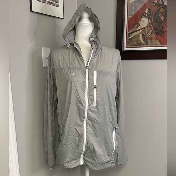 Jack Wolfskin Jackets & Blazers - Jack Wolfskin Sz XL Gray Long Sleeve Nylon Packable Lightweight Jacket Hooded